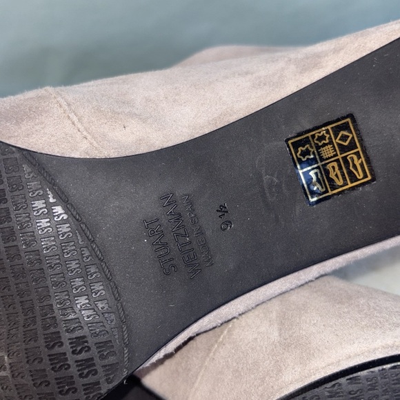 EUC Stuart Weitzman Yuliana 60 Stretch Suede Flannel Gray Boot Leather Size 9.5 - Picture 6 of 10